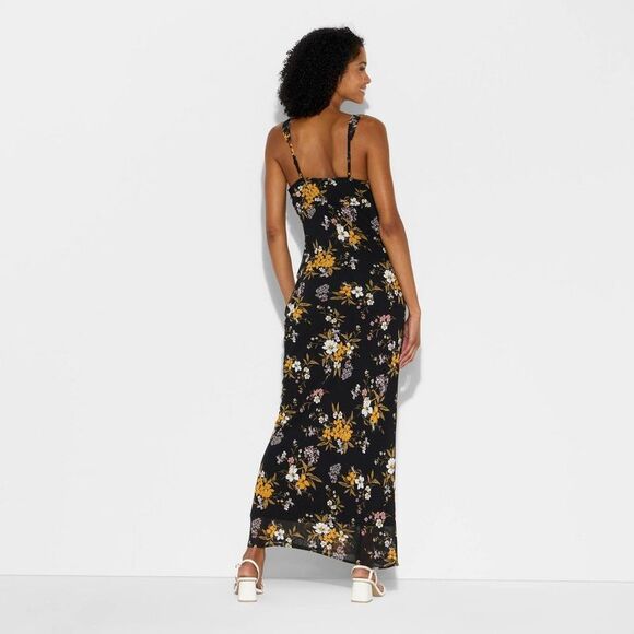 Wild Fable - Women's Lace Trim Maxi Empire Waist Dress - Wild F Black - Picture 3 of 3